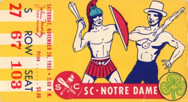1955 USC vs. Notre Dame Football Ticket Art  Print